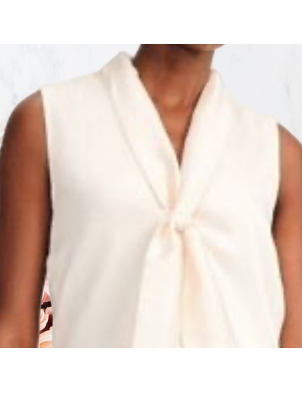 Isaac Mizrahi Ivory Sleeveless Front Tie Blouse Sz XXL